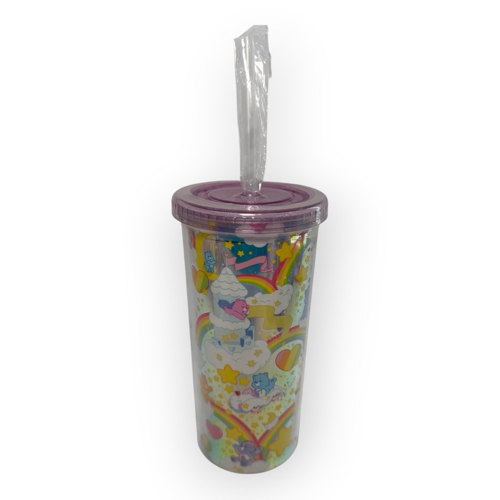 2022 Care Bears 40th Anniversary Travel Tumbler Straw Cup Silver Buffalo New